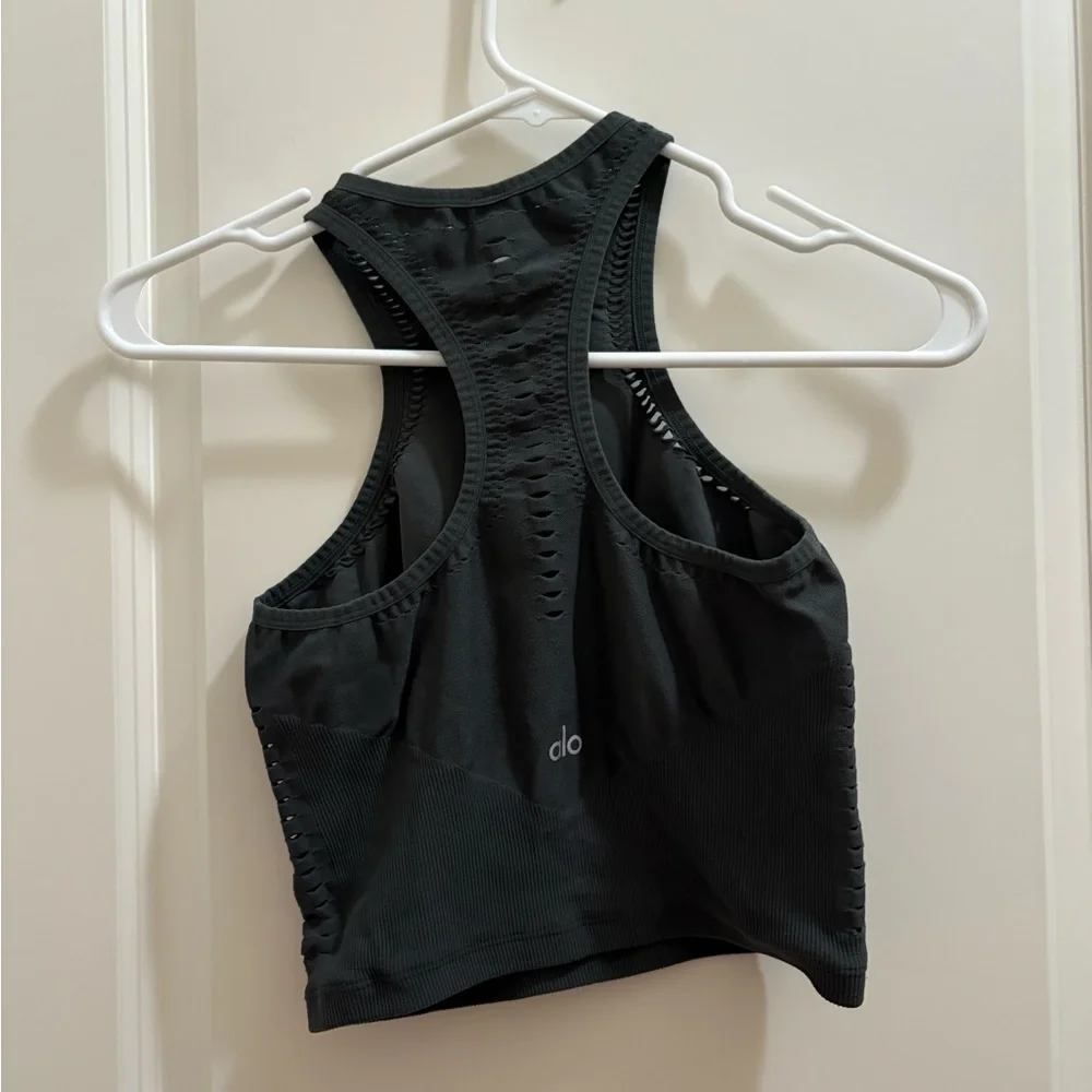 Alo Yoga Army Green Seamless Open Air Racerback Tank Size Small Yoga Athletic